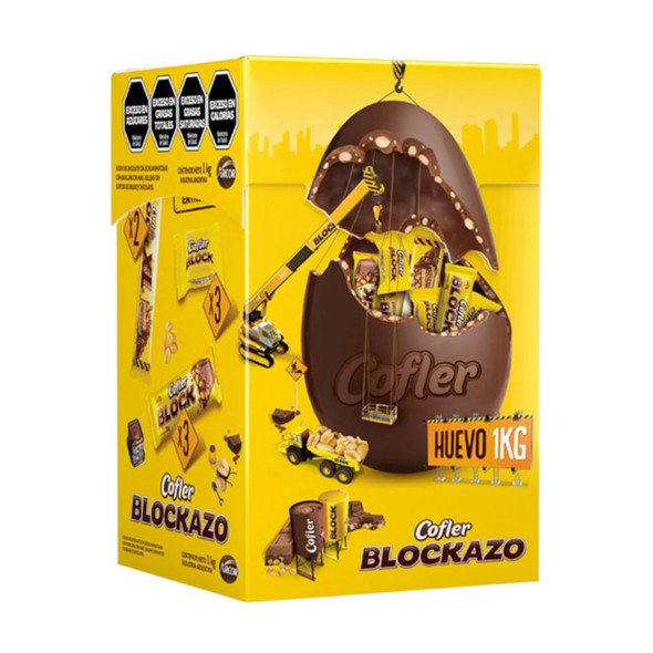 Cofler Block Easter Egg Chocolate Peanut Huevo de Pascua de Chocolate con Maní, 1 kg / 35.27 oz