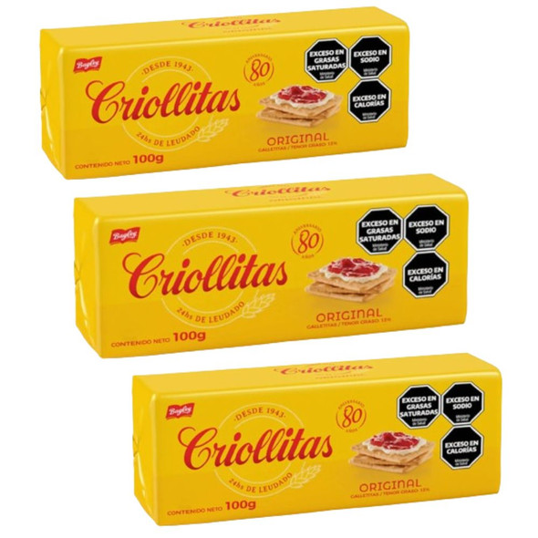 Criollitas Water Biscuits Classic Galletitas, 100 g / 3.5 oz (pack of 3)
