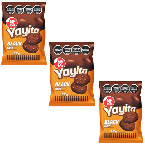Fantoche Yayitas Black Sweet Cookies with Chocolate Chips Galletitas de Chocolate con Chips de Chocolate, 275 g / 9.7 oz (pack of 3)