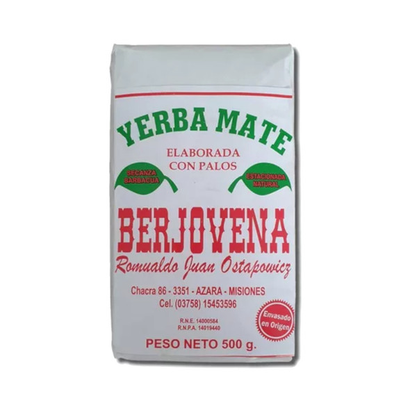 Berjovena Yerba Mate Secanza Barbacuá, 500 g / 17.64 oz