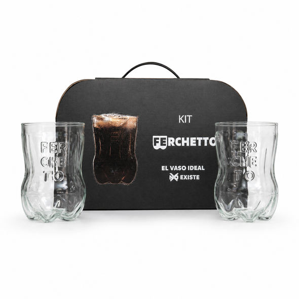Ferchetto Gift Bag Kit Valija with 2 Glasses - Ideal for Gifting and Mixing Tres Estrellas