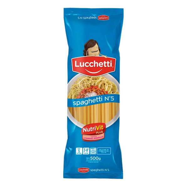 Fideos Lucchetti Spaghetti N°5 Pasta Noodles 5 Servings, 500 g / 1.1 lb (pack of 3)