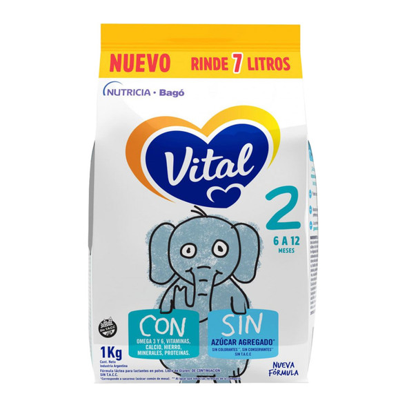Vital Nutricia Baby Formula Powder for 6-12 Months, Gluten-Free with Omega 3 & 6, Calcium, Iron, Minerals, Proteins by Bagó, 1 kg / 35.27 oz