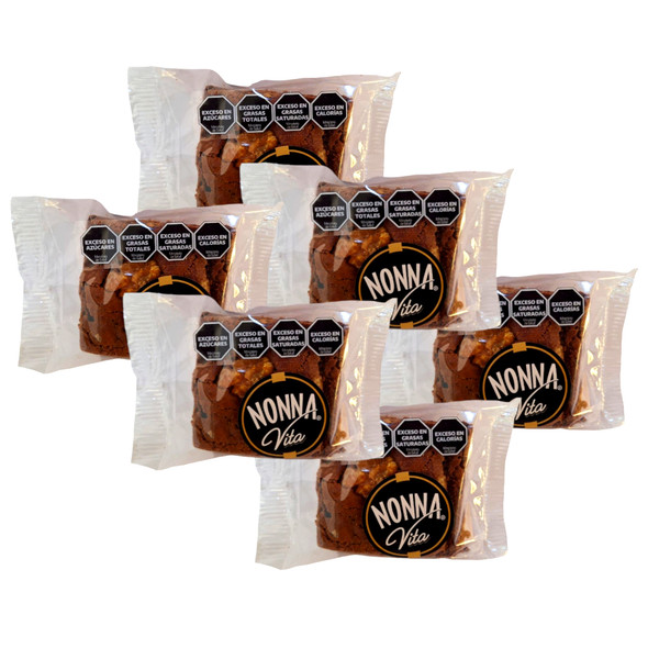 Nonna Vita Walnut Brownie, Nutty & Decadent Treat, 60 g / 2.12 oz (pack of 6)