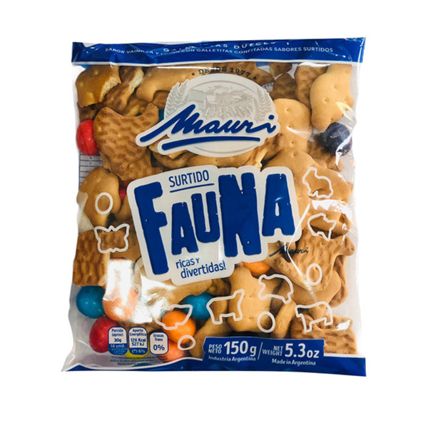 Fauna Assorted Sweet Cookies - Rich & Fun with Assorted Glazed Flavorful Cookies Galletitas Dulces con Forma de Animalitos, 150 g / 5.29 oz (pack of 3)