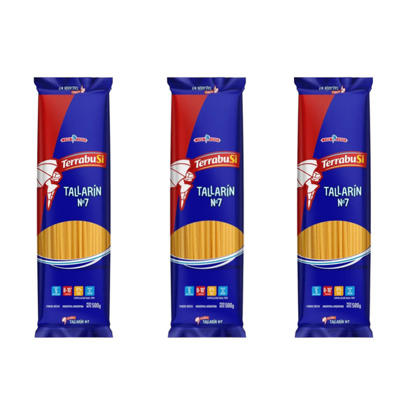 Terrabusi Fideos Tallarín N°7 Pasta Noodles 5 Servings, 500 g / 1.1 lb (pack of 3)