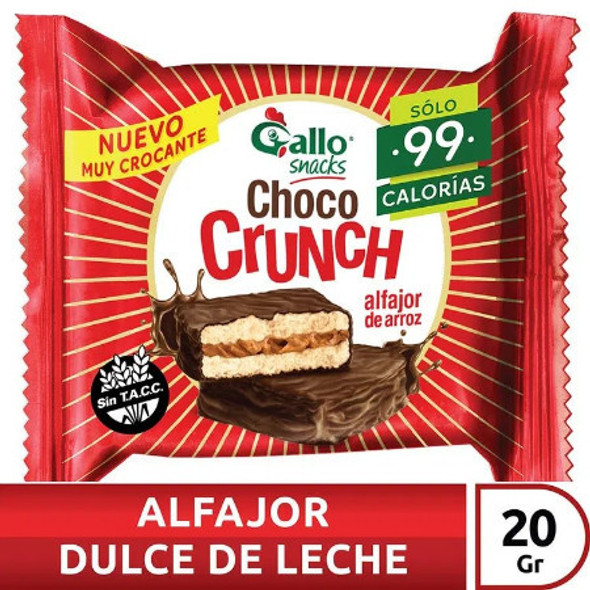 Gallo Alfajor de Arroz Choco Crunch Muy Crocante Very Crispy Choco Crunch Rice Alfajor, 20 g / 0.70 g (bag of 6)