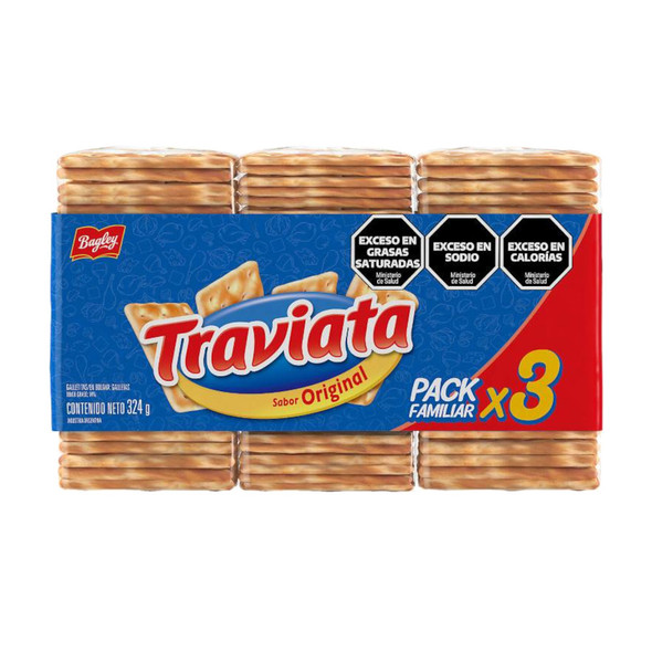 Traviata Sabor Original Galletitas de Agua Water Biscuits Crackers, 324 g / 11.42 oz tri-pack
