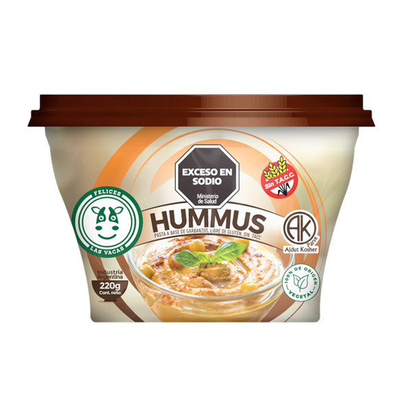 Felices las Vacas Chickpea Hummus | Gluten-Free, 100% Plant-Based Hummus de Garbanzos, 220 g / 7.7 oz (pack of 3)