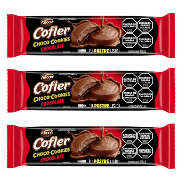 Cofler Choco-Cookies - Chocolate Filled Chocolate Biscuits, 105.6 g / 3.7 oz (pack of 3)