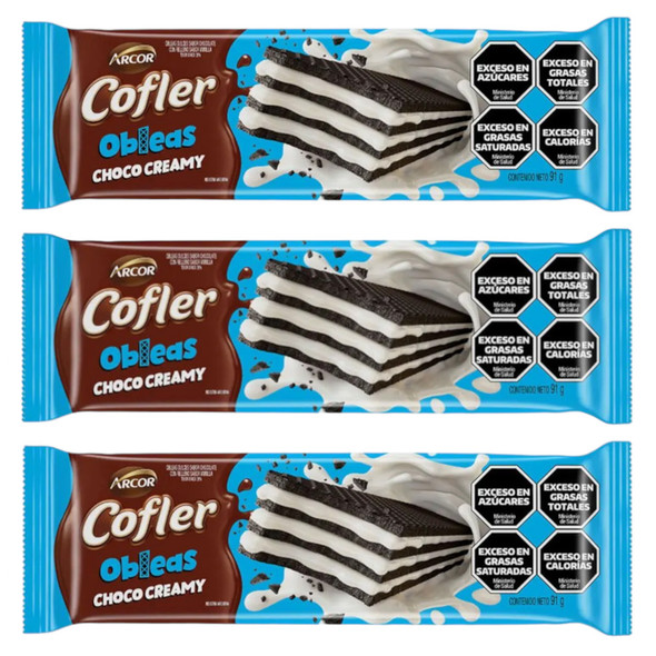 Cofler Choco Creamy Chocolate Vanilla Filled Wafers Obleas Choco Creamy, 91 g / 3.2 oz (pack of 3)