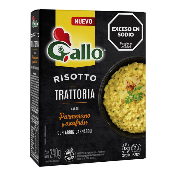 Gallo Risotto Trattoria Parmesan & Saffron Flavor with Carnaroli Rice Risotto Sabor Parmesano & Azafrán, 240 g / 8.47 oz