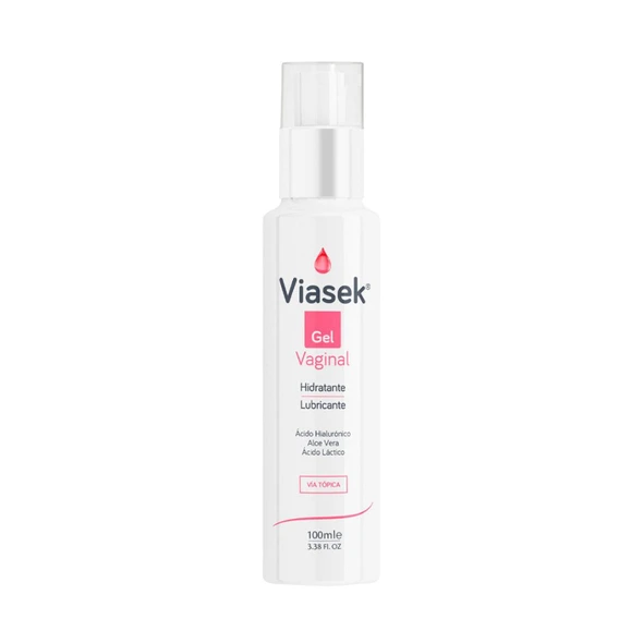 Viasek Gel Vaginal Hidratante y Lubricante Moisturizing Vaginal Gel with Hyaluronic Acid, Aloe Vera & Lactic Acid - Vegan, 100 ml / 3.52 fl oz