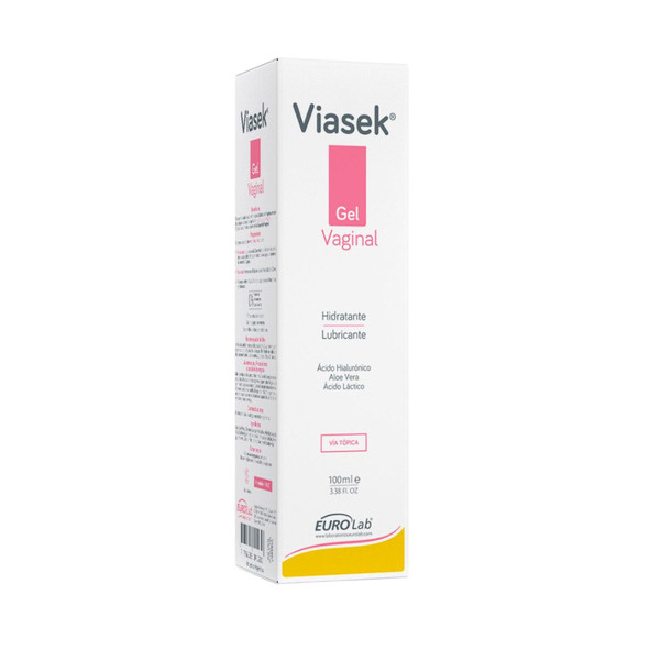 Viasek Gel Vaginal Hidratante y Lubricante Moisturizing Vaginal Gel with Hyaluronic Acid, Aloe Vera & Lactic Acid - Vegan, 100 ml / 3.52 fl oz