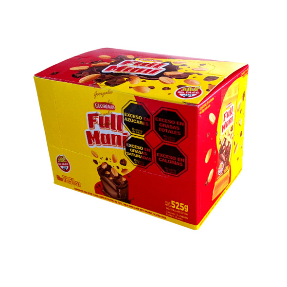 Georgalos Full Maní Milk Chocolate & Peanut, Gluten-Free, 525 g / 18.52 oz (box of 15)