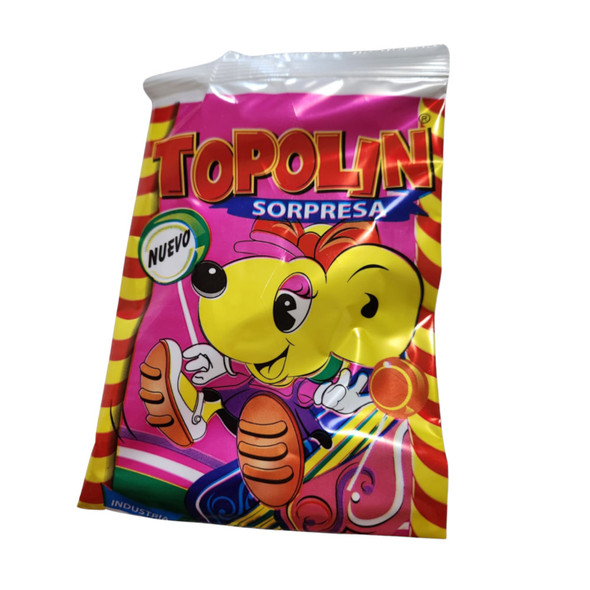 Topolin Sorprise Assorted Flavors Lollipops - Strawberry, Orange, Banana, Lemon Chupetin Paleta (10 count)