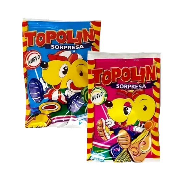 Topolin Sorprise Assorted Flavors Lollipops - Strawberry, Orange, Banana, Lemon Chupetin Paleta (10 count)