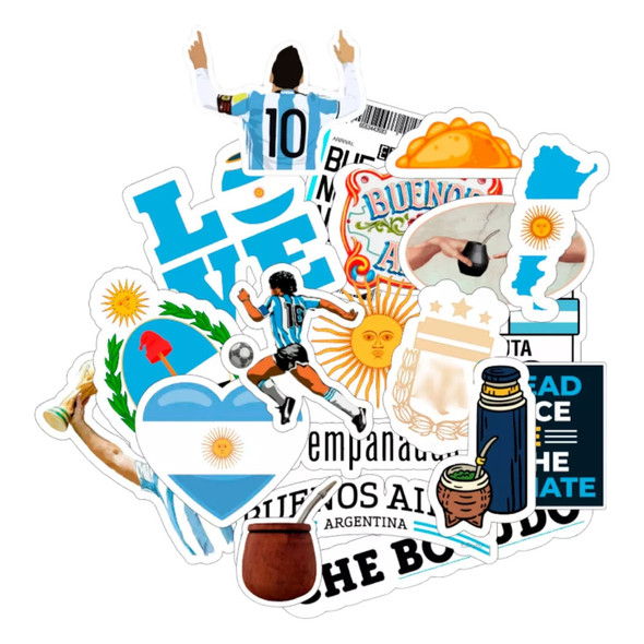 Pack of Stickers, Assorted Argentina Designs, Sticker Sheet, Vinyl Decals, 20 Count