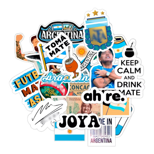 Sticker Pack, Assorted Argentina Designs, Vinyl Decal Sheet, 20 Count