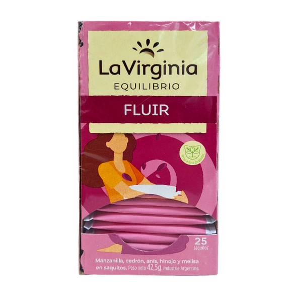 La Virginia Equilibrio Fluir Chamomile Tea with Cedrón, Anise, Fennel & Melissa in Bags (box of 25 bags)