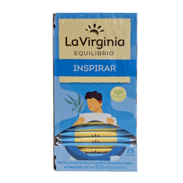 La Virginia Equilibrio Inspirar Mint & Chamomile Tea with Natural Eucalyptus Aroma in Bags (box of 25 bags)