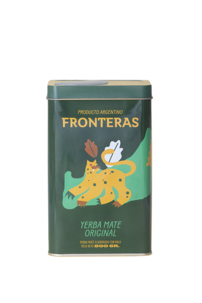 Fronteras Yerba Mate Original Can with Traditional Yerba Mate Flavor with Stems, 500 g / 1.1 lb