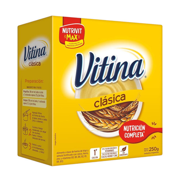 Vitina Clásica Nutrivit Max Nutrición Completa Wheat and Semonile with Vitamins Wheat Meal, 250 g / 0.55 lb