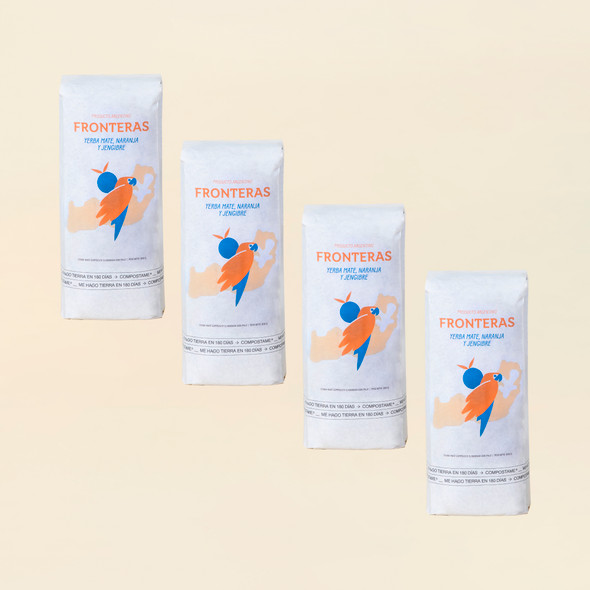 Fronteras Ginger & Orange 4-Piece Combo Yerba Mate Jengibre y Naranja, 500 g / 1.1 lb ea (pack of 4)