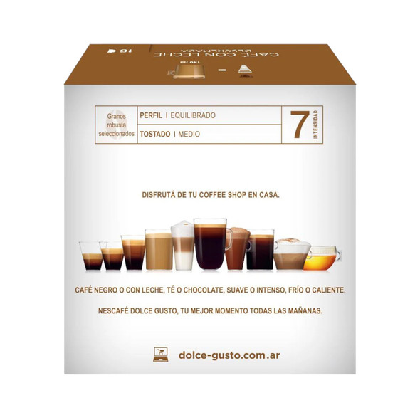 Nescafé Dolce Gusto Espresso Café con Leche Descremada en Cápsulas Coffee Capsules With Skim Milk, 10 g / 0.35 oz each (box of 16)