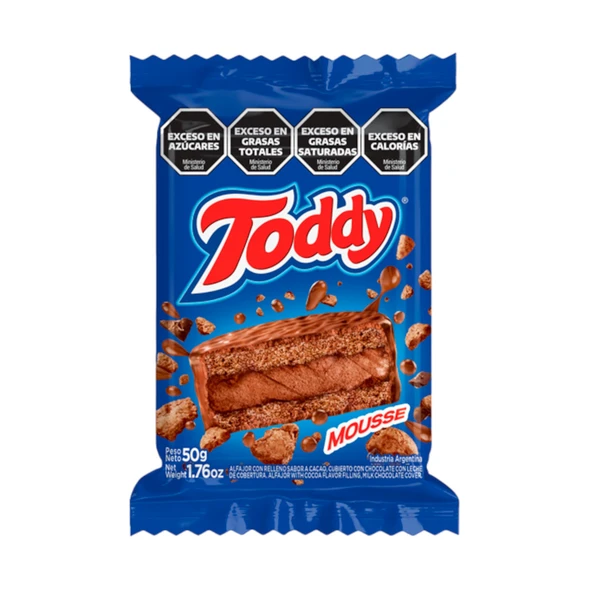 Toddy Chocolate-Filled Mousse Cookies Mousse Alfajor de Chocolate, 50 g / 1.76 oz (pack of 6)