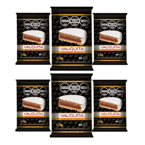 Vauquita Alfajor Dulce de Leche Merengue Premium, 50 g / 1.76 oz (pack of 6)