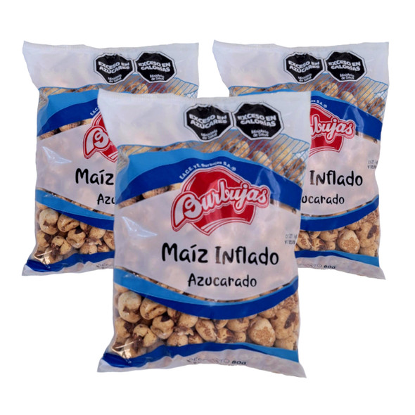 Burbujas Tutucas Maíz Inflado Azucarado Sugary Puffed Corn, 80 g / 2.82 oz (pack of 3)
