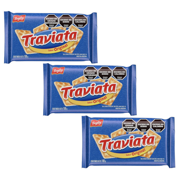 Traviata Sabor Original Galletitas de Agua Clásicas Water Biscuits Crackers, 108 g / 3.80 oz (pack of 3)