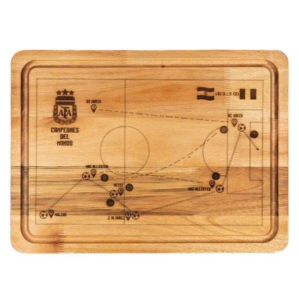 Medium BBQ Board with Laser Engraved AFA Gol Di María - Eucalyptus by Regalando Pasión, 34 cm x 47 cm / 13.39" x 18.50"