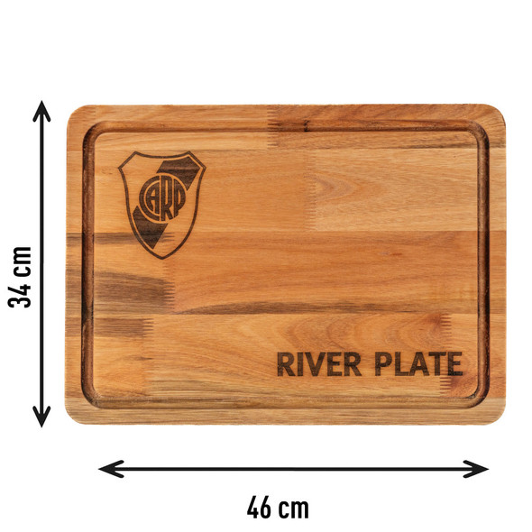 Medium BBQ Board with Laser Engraved River Plate Crest - Eucalyptus by Regalando Pasión, 34 cm x 47 cm / 13.39" x 18.50"