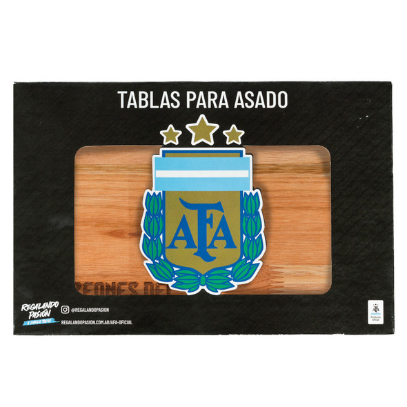 AFA Plate Board Laser Engraved with 3-Star World Champions Crest - Eucalyptus by Regalando Pasión, 20 cm x 30 cm / 7.87" x 11.81"