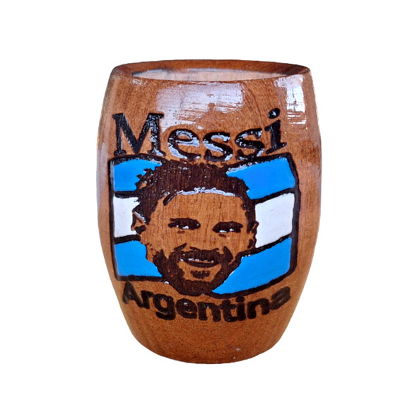 Mate Hand-Painted Lacquered Wood Mate - Messi Design "Qué Mirá Bobo? Andá Pa' Allá"