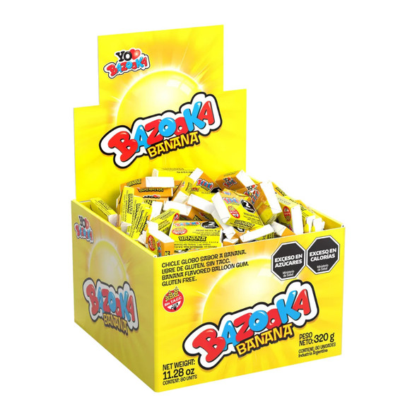 Bazooka Chicle Globo Banana Bubblegum, 4 g / 0.14 oz (box of 80)