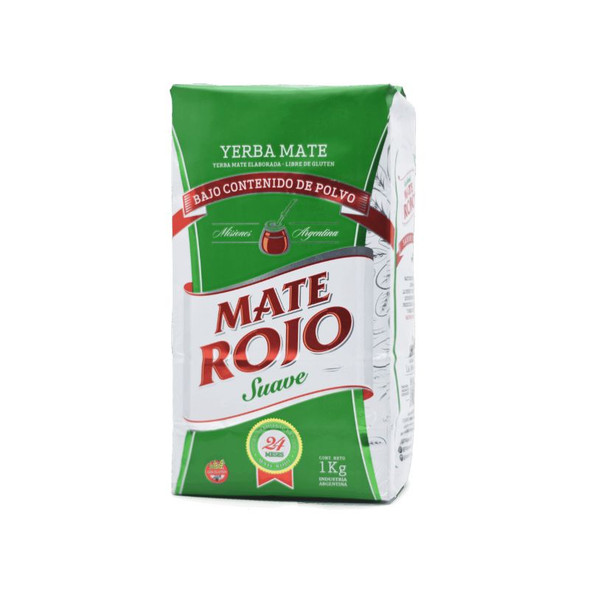 Mate Rojo Soft Yerba Mate Suave Low Dust Content from Misiones, Argentina, 1 kg / 2.2 lb