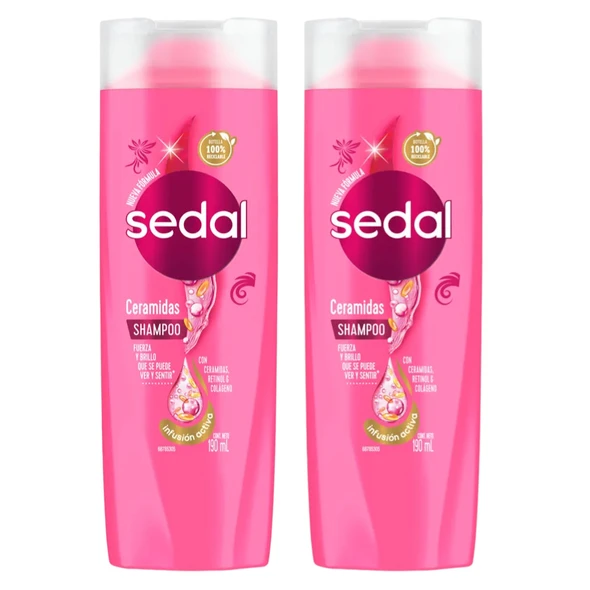 Sedal Shampoo Ceramidas Strong & Shiny Hair, 190 ml / 6.4 fl oz (pack of 2)