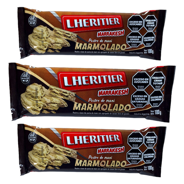 Lheritier Marrakesh Peanut Dessert - Swirled, Gluten-Free Postre de Maní Marmolado, 100 g / 3.52 oz (pack of 3)