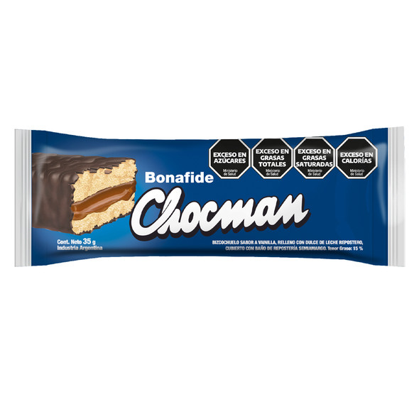 Bonafide Chocman Vanilla Biscuit Bizcochuelo with Dulce de Leche & Milk Chocolate, 35 g / 1.2 oz (pack of 3)