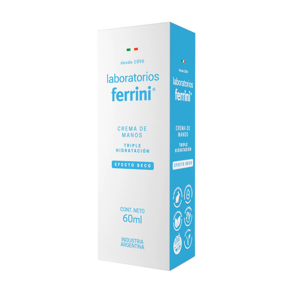Laboratorios Ferrini Hand Cream Triple Hydration, Dry Touch Crema para Manos Efecto Seco, 60 ml / 2.11 fl oz