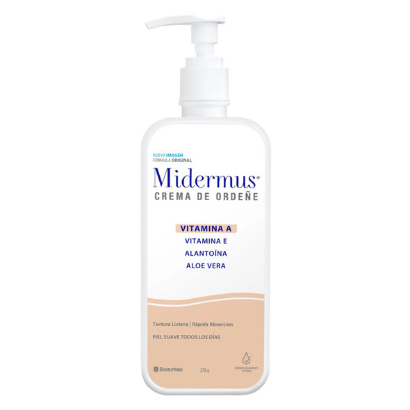 Midermus Crema de Ordeñe, Milking Cream with Vitamin A, E, Alantoin & Aloe Vera, 270 g / 9.52 oz