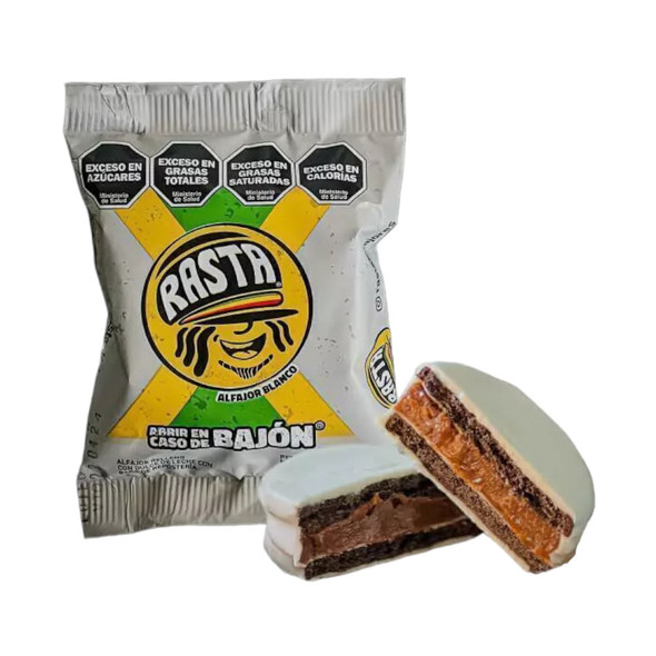 Rasta Alfajor White Chocolate Alfajores with Creamy Dulce de Leche, 70 g / 2.46 oz ea (pack of 6)