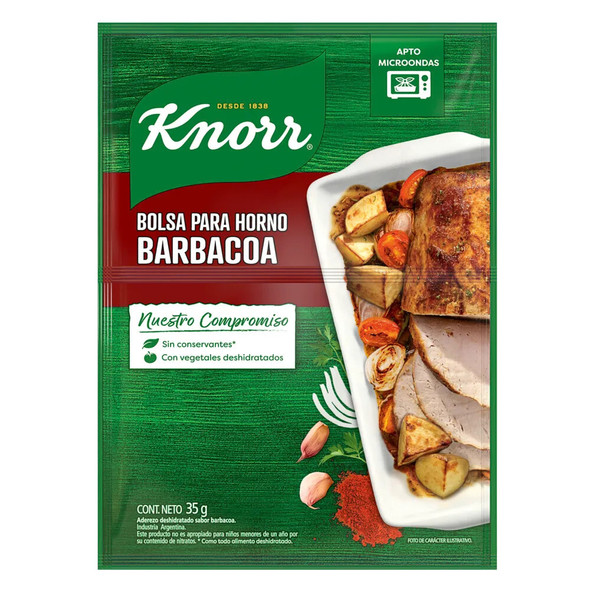 Knorr Barbacoa Bolsa Para Horno Oven Bag for Chicken & Meat BBQ Flavor, 35 g / 1.23 oz pouch