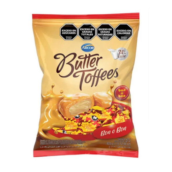 Butter Toffees Soft Buttery Caramel Candies with Bon o Bon Filling Party Bag, 822 g / 1.8 lb bag