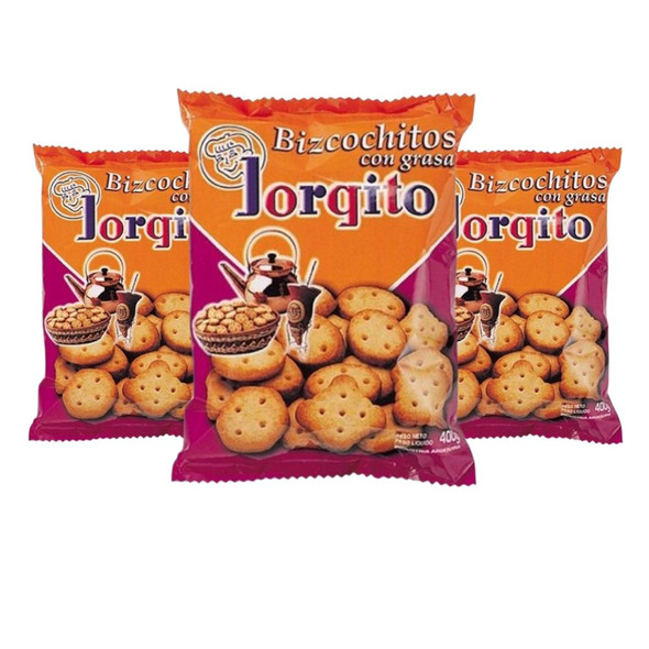 Jorgito Bizcochitos de Grasa Classic Flour Biscuits, 400 g / 14.1 oz bag (pack of 3)