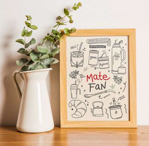 Illustrated Postcard Mate Fan by Pampa Direct from Argentina