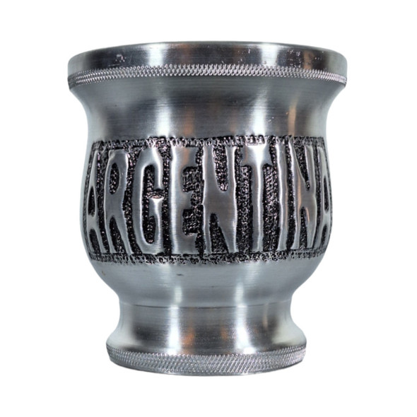 Mate Handcrafted Wooden Mate Cup Lined in Aluminum with Argentina Engraving – Traditional Yerba Mate Gourd